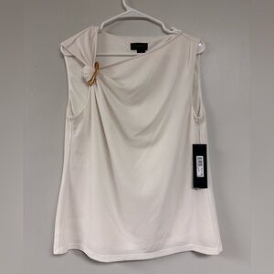 Donna Karan Cream Top with Subtle Gold Detail